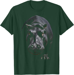 Hippo Portrait Art Animal Illustration Graphic Hippo T-Shirt - T-Shirt | Forest
