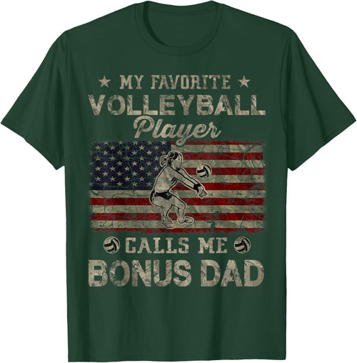 My Favorite Volleyball Player Calls Me Bonus Dad USA Flag Women Men
