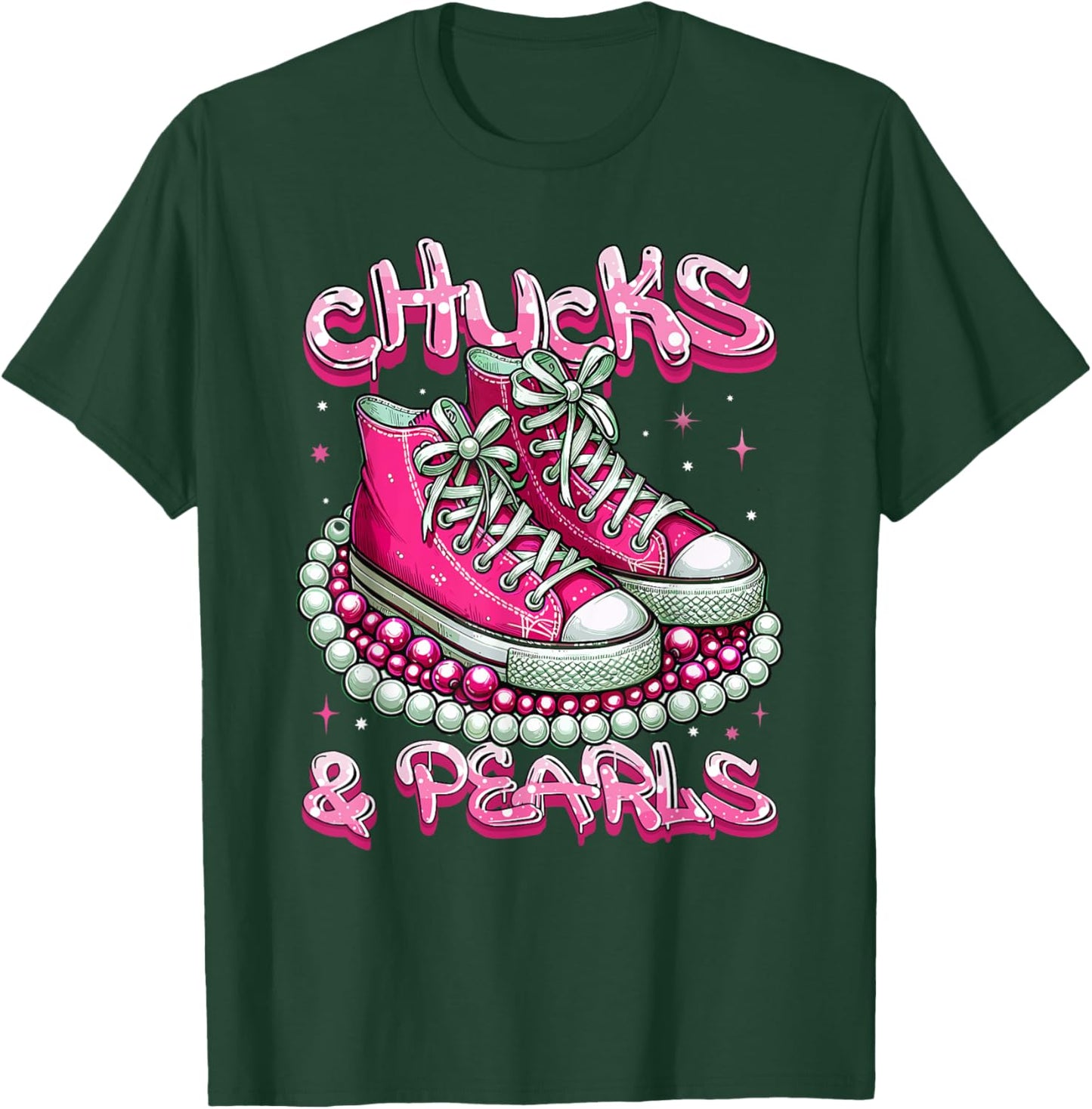Pink Chucks And Pearls Women T-Shirt - T-Shirt | Forest