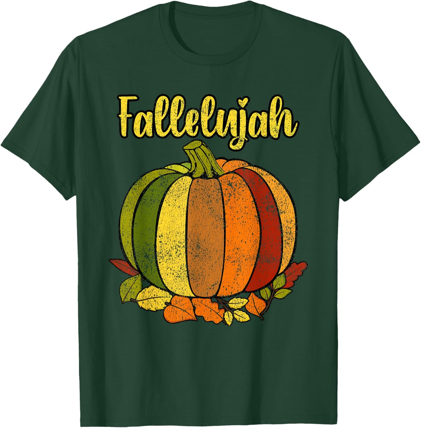 Fallelujah Fall Pumpkin Retro Distressed Autumn Halloween T-Shirt - T-Shirt | Forest