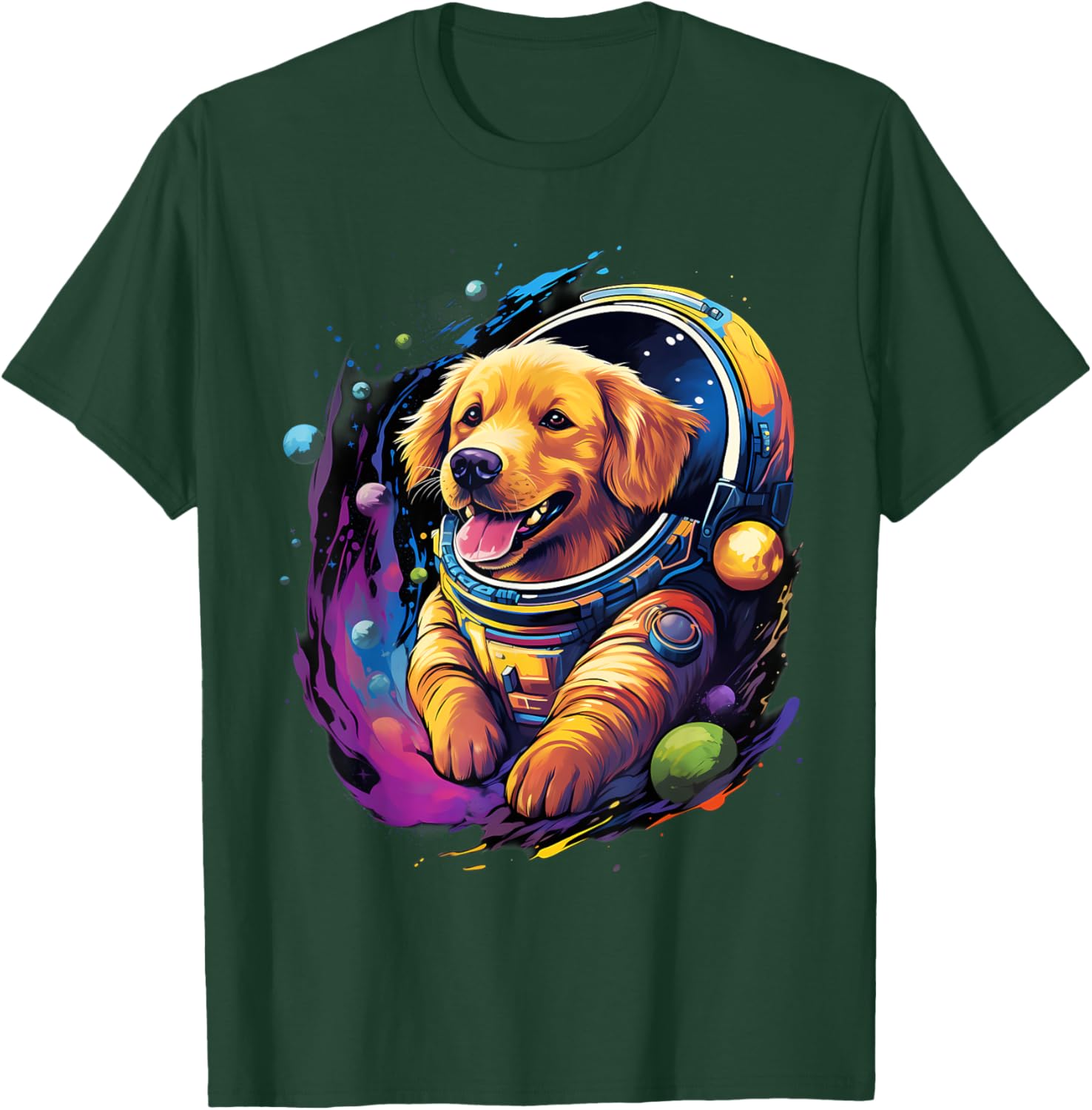 Space Golden Retriever Dog Astronaut T-Shirt - T-Shirt | Forest