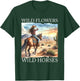 Sunset Cowgirl Riding Horse Wild Flowers - Wild Horses T-Shirt - T-Shirt | Forest