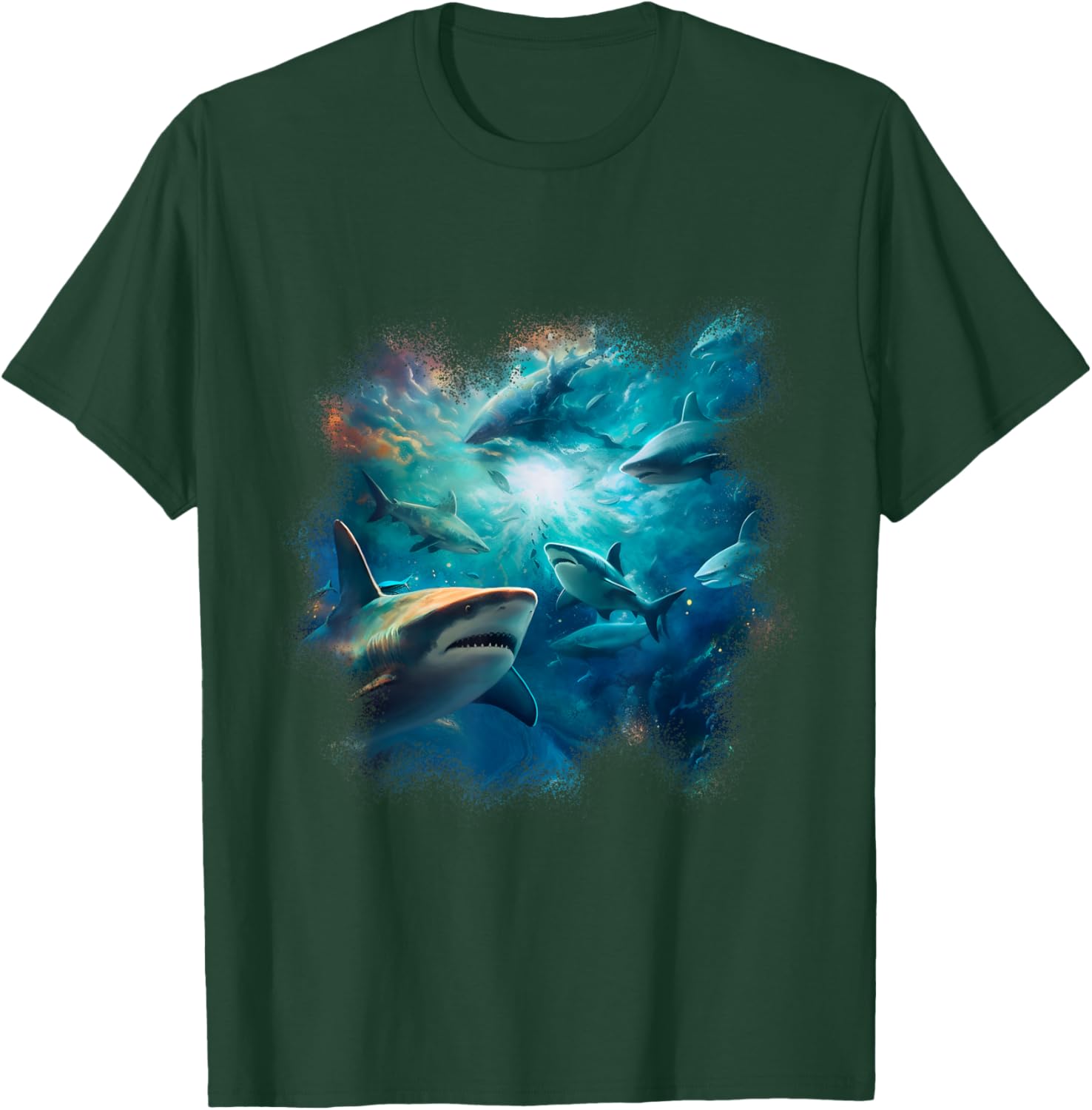 Swimming Sharks Ocean Underwater Life T-Shirt - T-Shirt | Forest