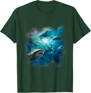 Swimming Sharks Ocean Underwater Life T-Shirt - T-Shirt | Forest