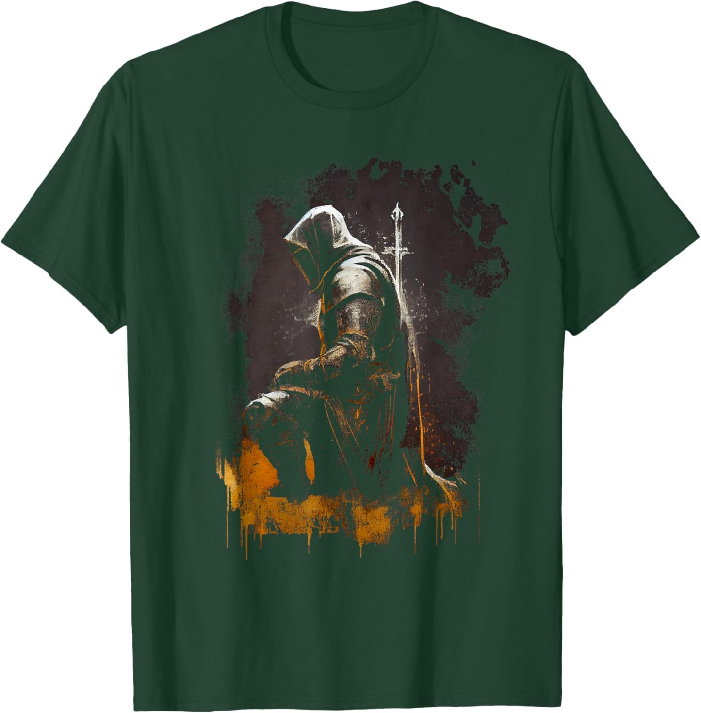 Knight Templar Kneeling Crusader Templar Warrior Of Christ T-Shirt - T-Shirt | Forest