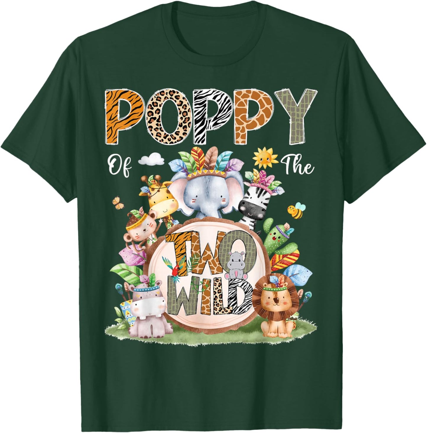 Poppy Of The Two Wild 2Nd Birthday Animal Safari Tribal T-Shirt - T-Shirt | Forest