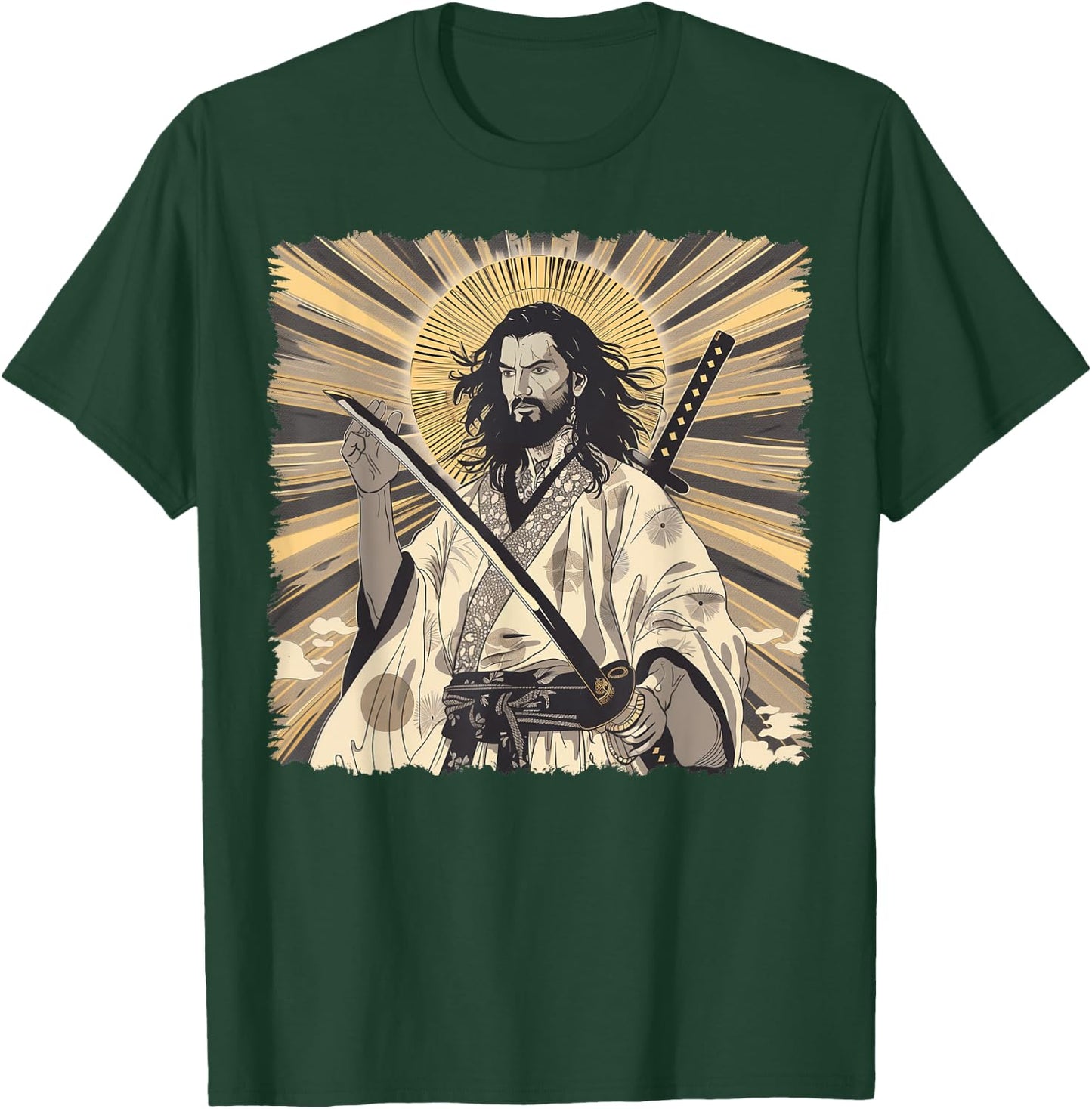 Jesus Christian Religious Japanese Art Samurai T-Shirt - T-Shirt | Forest