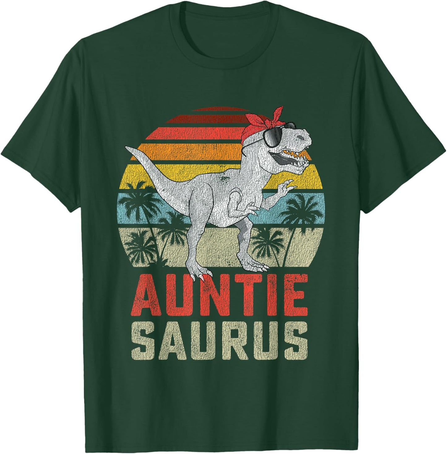Auntiesaurus T Rex Dinosaur Auntie Saurus Family Matching T-Shirt - T-Shirt | Forest