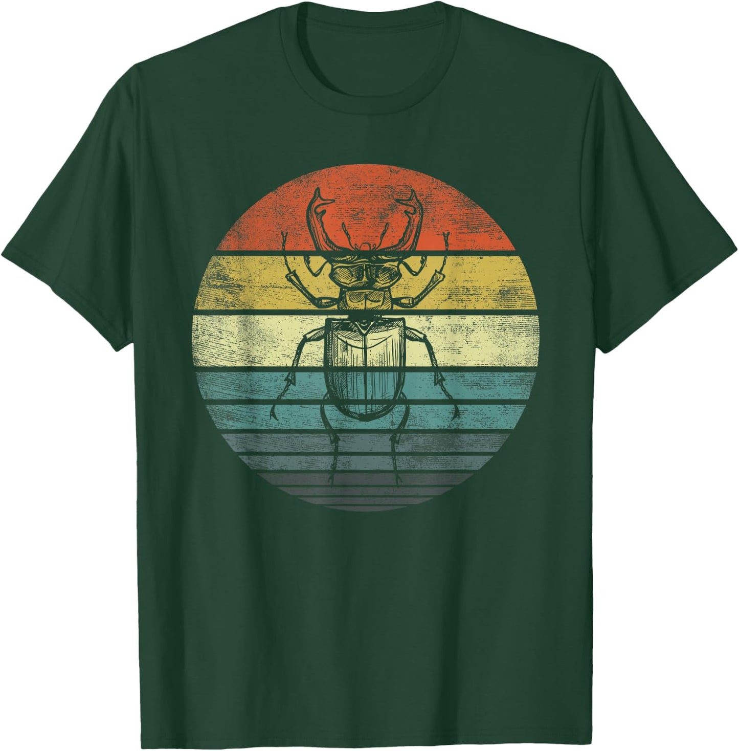 Bug Lover Entomologist Gifts Retro Sunset Insects Entomology T-Shirt - T-Shirt | Forest