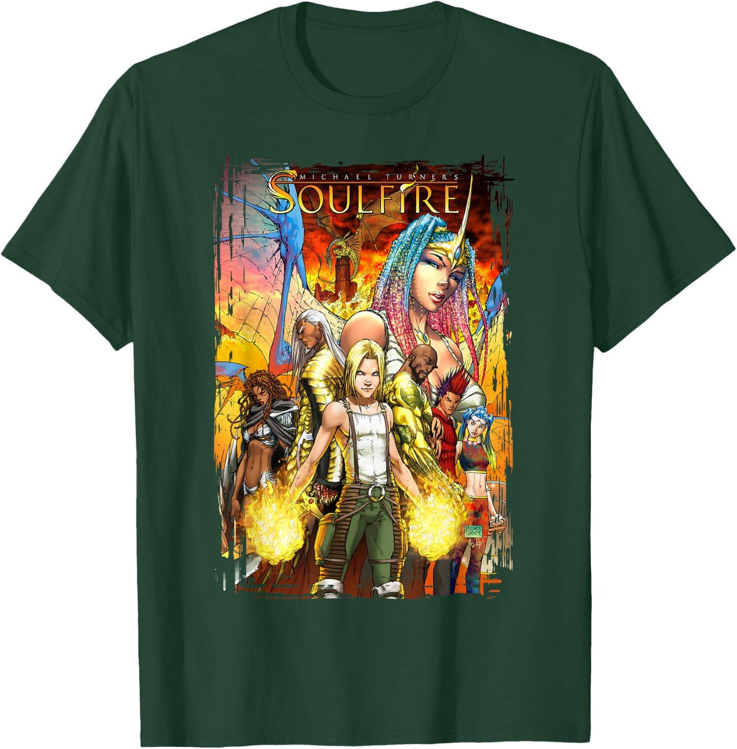 Michael Turner's Soulfire Characters Poster T-Shirt - T-Shirt | Forest