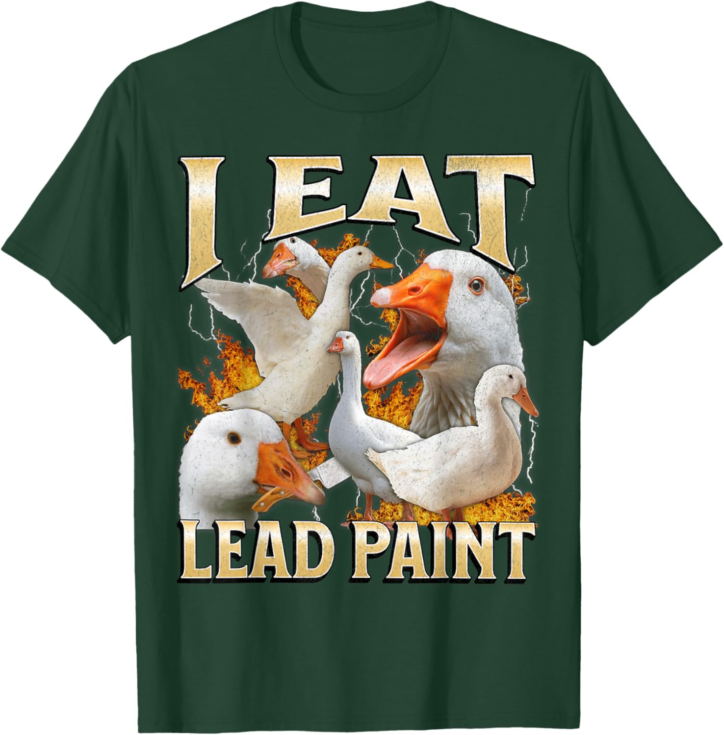 I Eat Lead Paint Funny Goose Meme Bootleg Y2K Graphic T-Shirt - T-Shirt | Forest