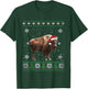 Santa Bison Ugly Sweater Animals Christmas Pajama T-Shirt - T-Shirt | Forest