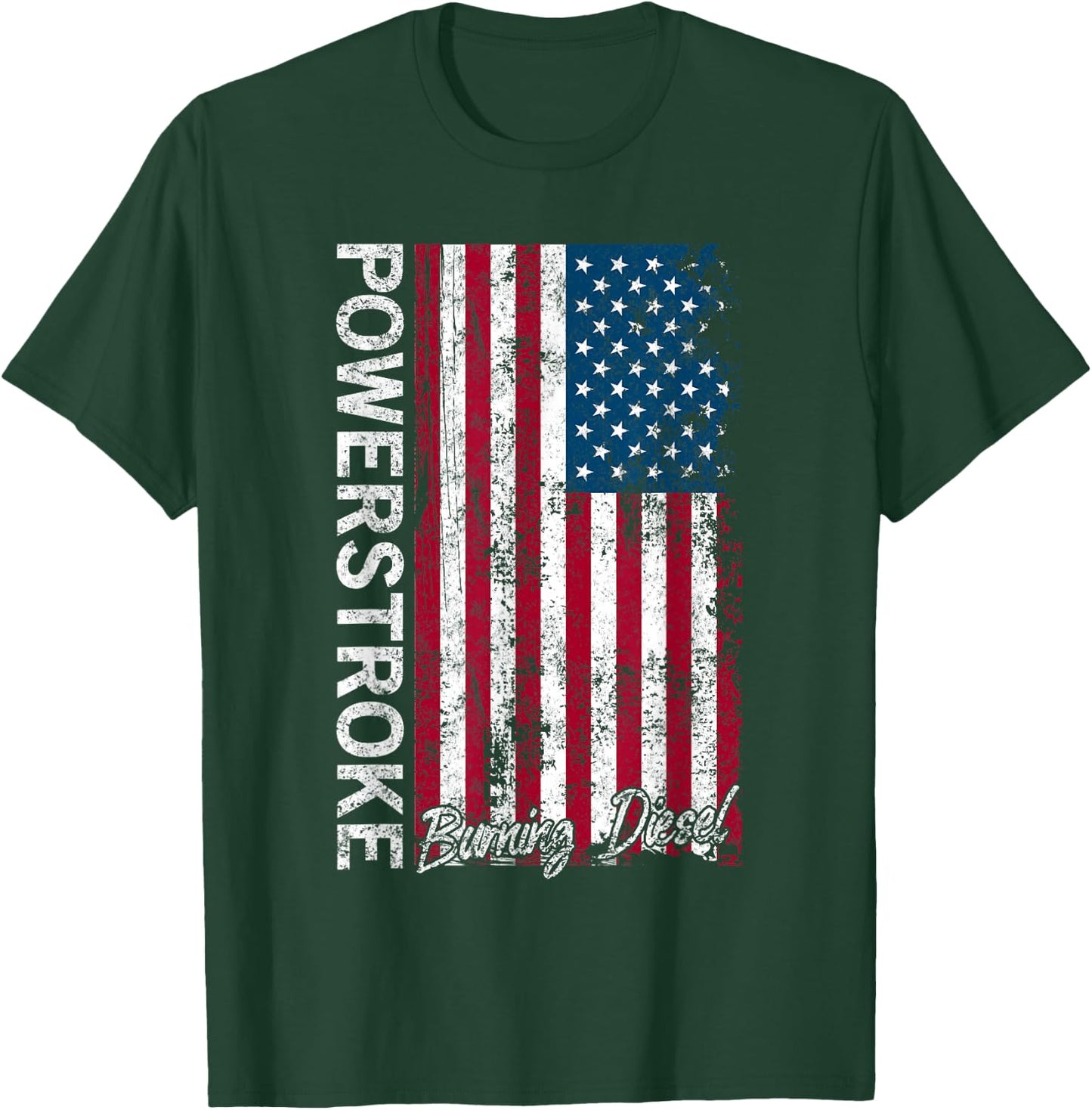 Powerstroke Burning Diesel American Flag T-Shirt - T-Shirt | Forest