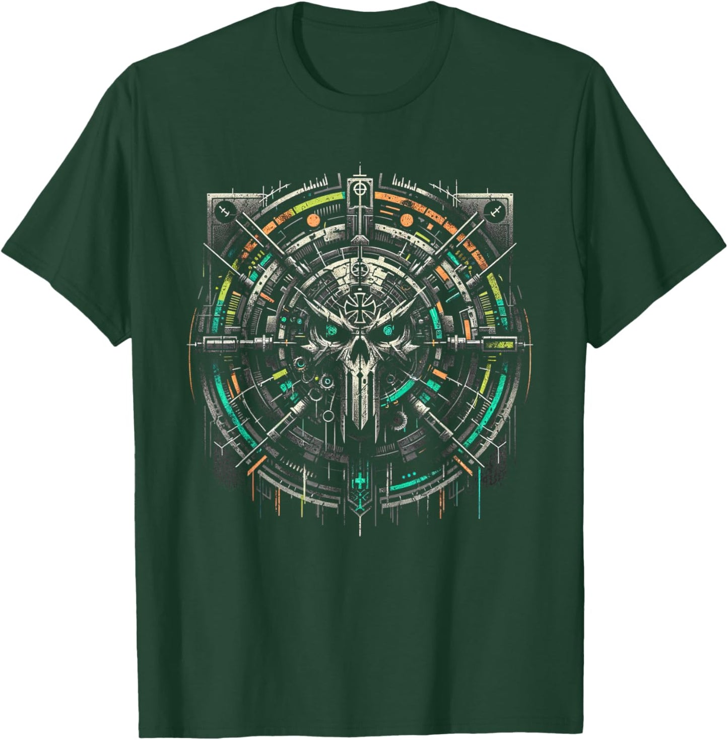 Cyber Grunge Mechanical Vault Cyberpunk Skull Music Graphic T-Shirt - T-Shirt | Forest