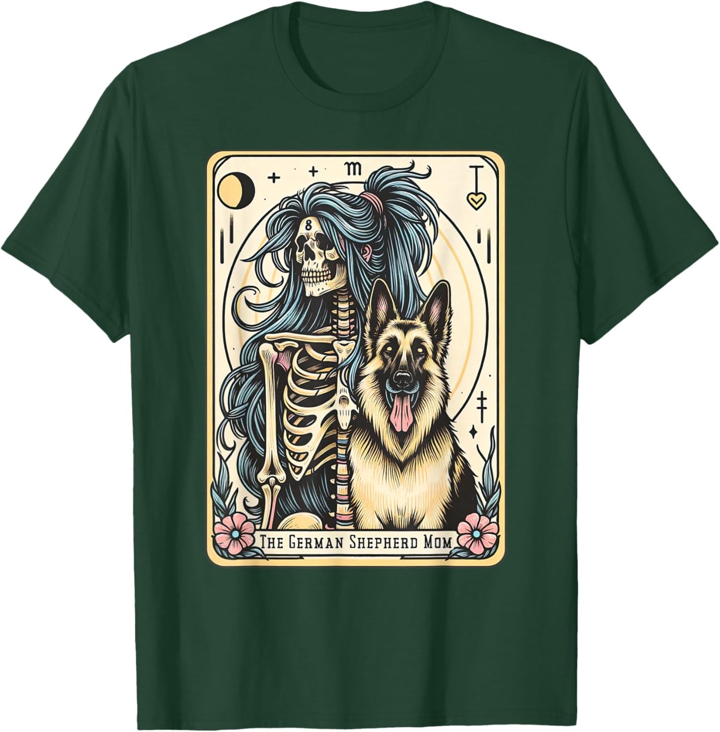 Retro German Shepherd Mom Tarot Card Witchy Vibes Dog Mom T-Shirt - T-Shirt | Forest