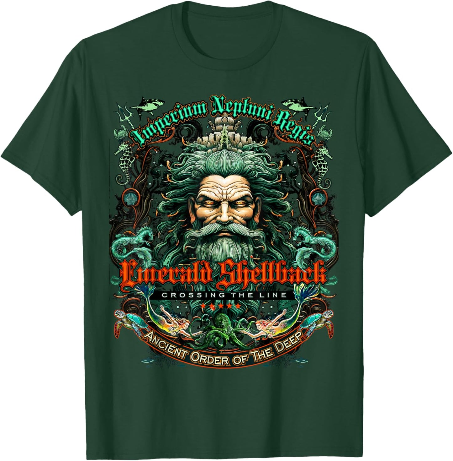 Emerald Shellback Crossing The Line T-Shirt - T-Shirt | Forest