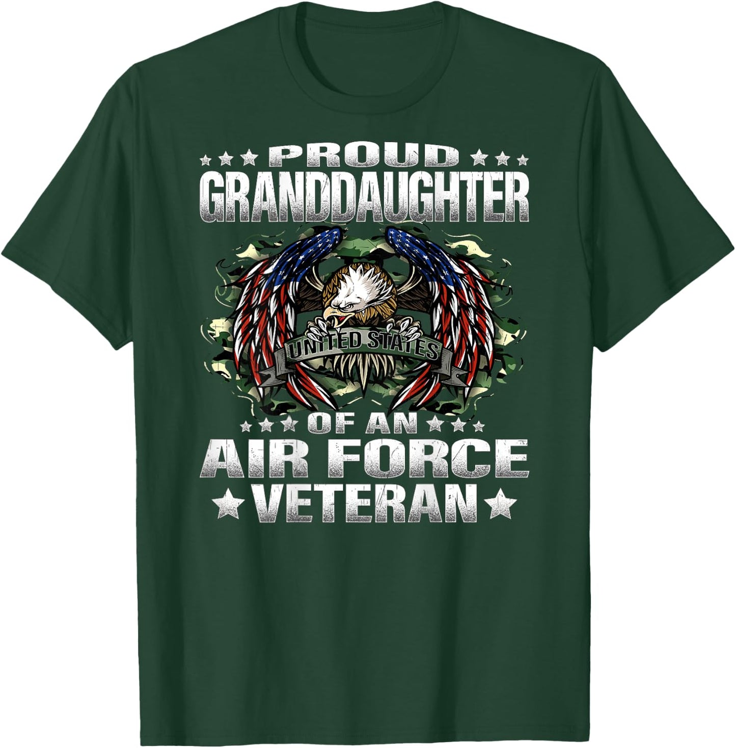 Proud Granddaughter Of An Air Force Veteran Vet's Family T-Shirt - T-Shirt | Forest