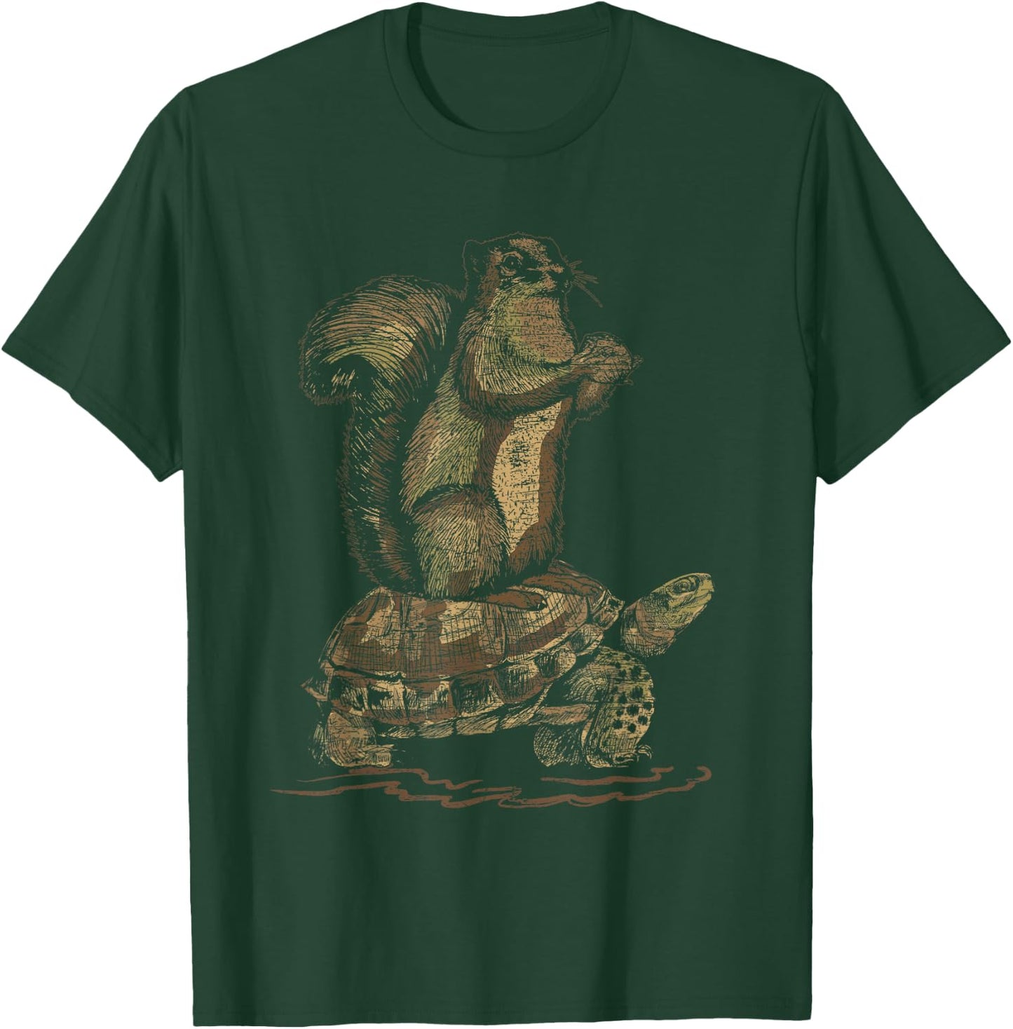 Vintage Animal Gifts Turtle Riding Squirrel T-Shirt - T-Shirt | Forest