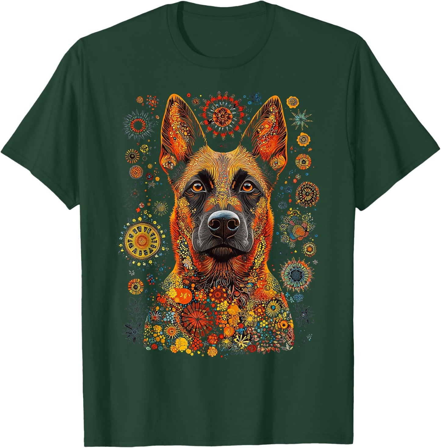 Belgian Malinois Dog Pet Artwork Mandala Belgian Malinois T-Shirt - T-Shirt | Forest