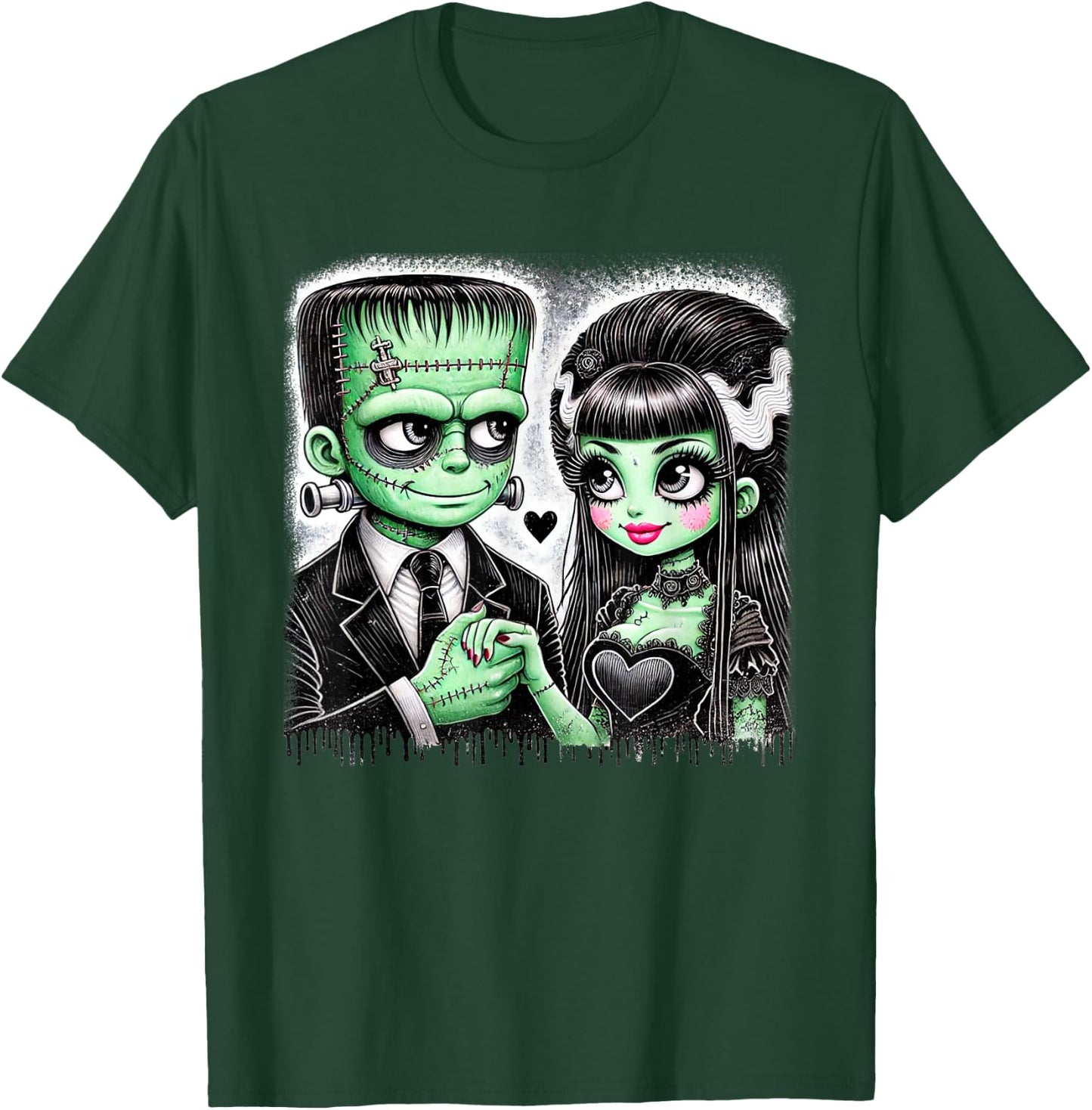 Halloween Lovers Frankenstein Skeleton Women Family T-Shirt - T-Shirt | Forest