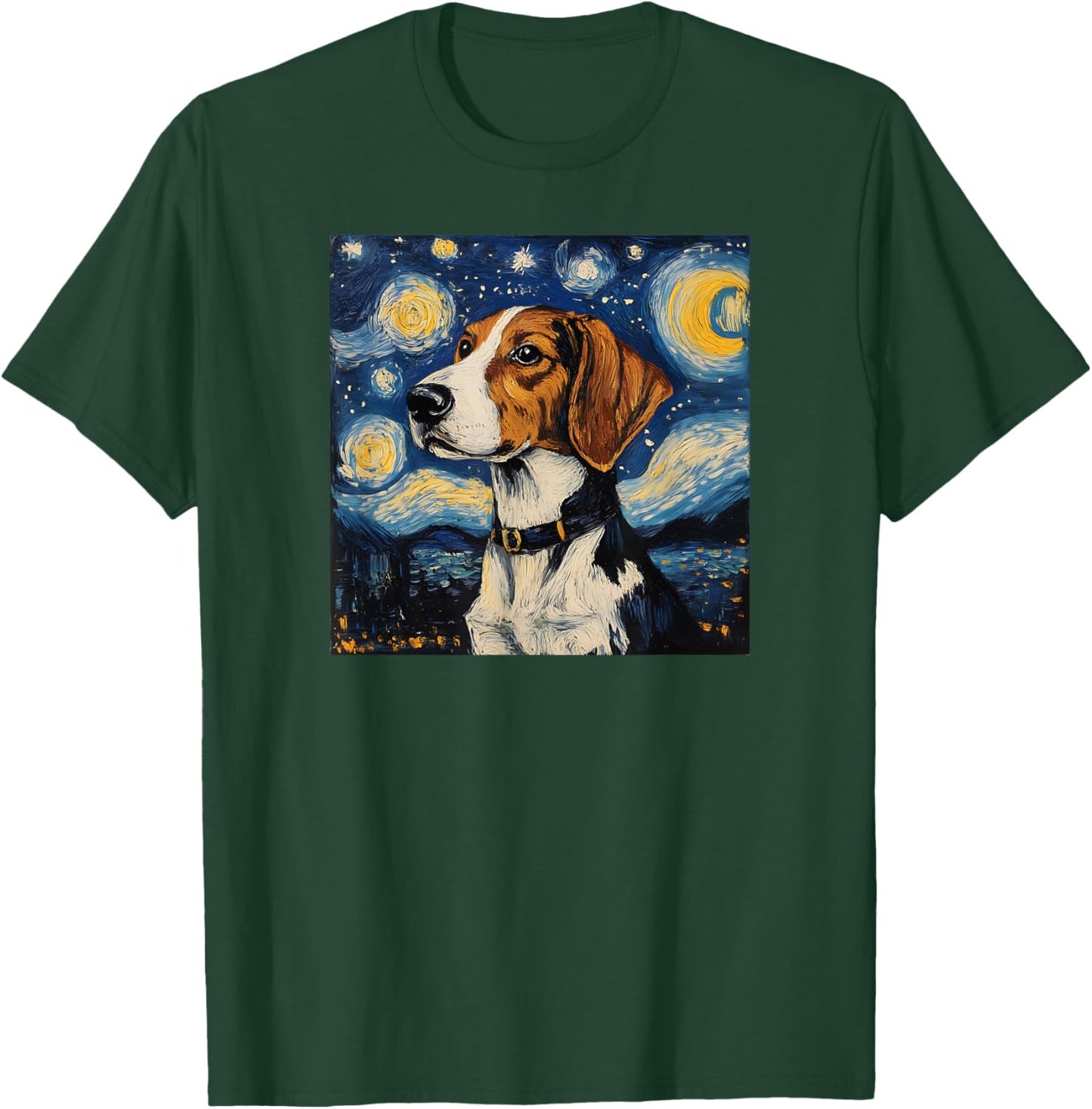 Cute American Foxhound Starry Night Dog Art T-Shirt - T-Shirt | Forest