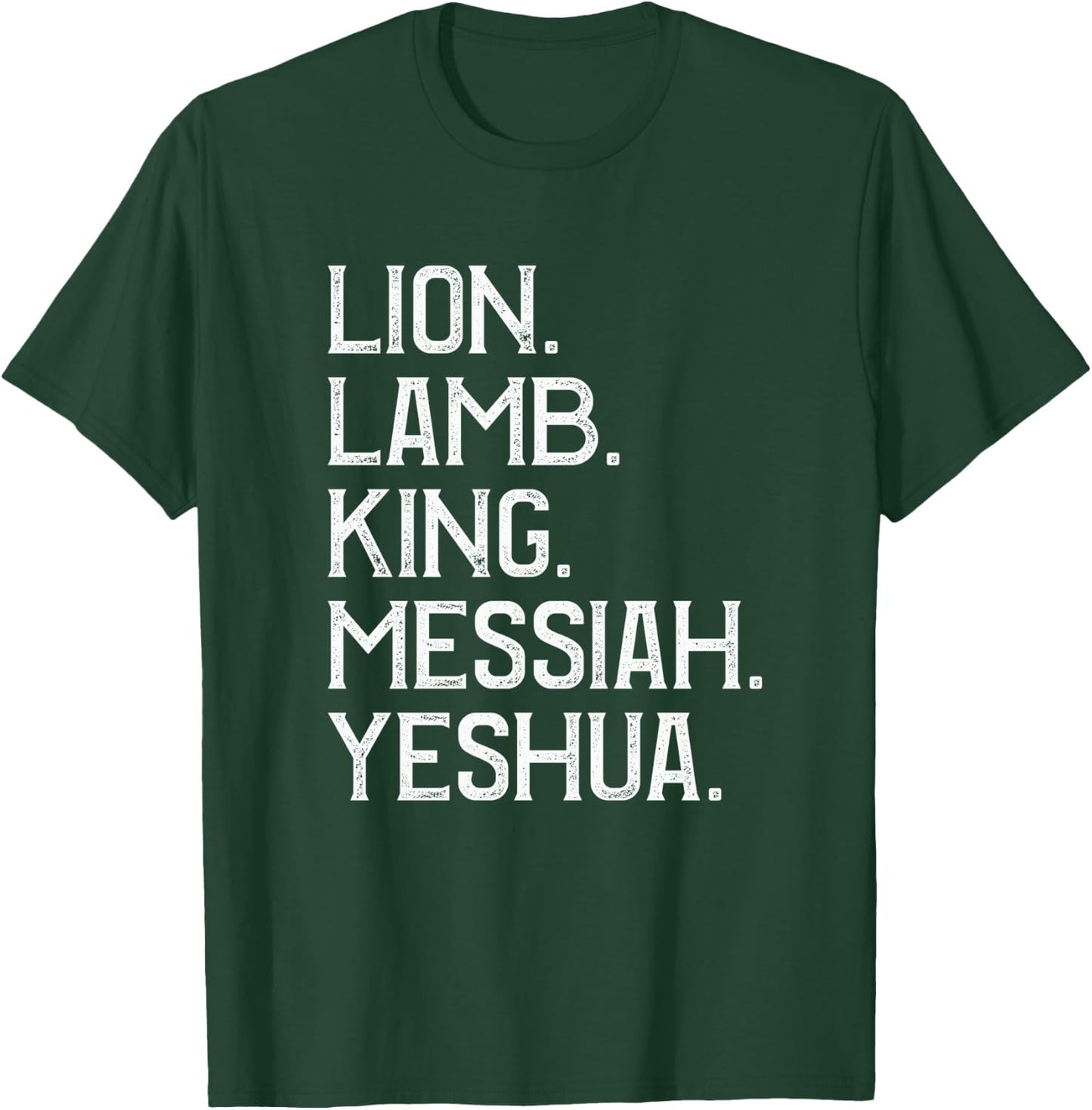 Distressed Lion Lamb King Messiah Yeshua Christian Bible T-Shirt - T-Shirt | Forest