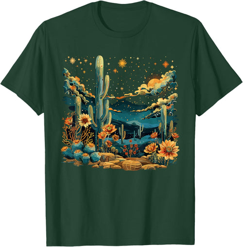 Saguaro Cactus Desert Art Moon Nature