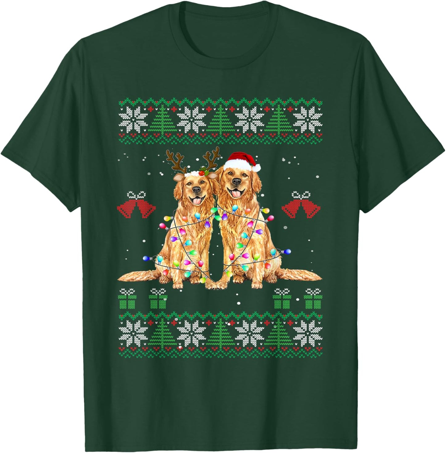 Golden Retriever Christmas Sweater T-Shirt - T-Shirt | Forest