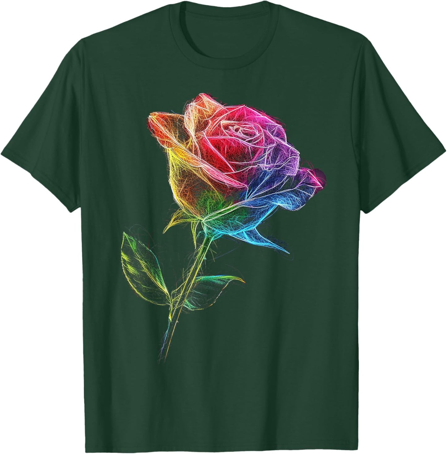 Rose Colorful Drawing Nature Art Graphic Rose T-Shirt - T-Shirt | Forest