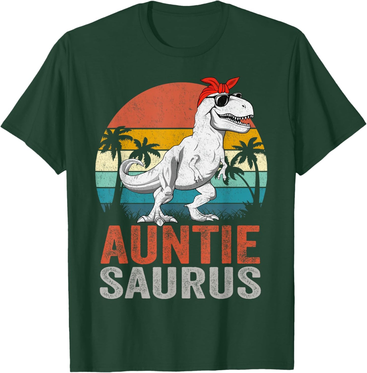 Auntiesaurus T Rex Dinosaur Auntie Saurus Family Matching T-Shirt - T-Shirt | Forest