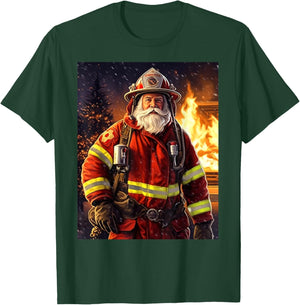 No.3, Hero, Christmas, Santa Claus at the fire department T-Shirt - T-Shirt | Forest