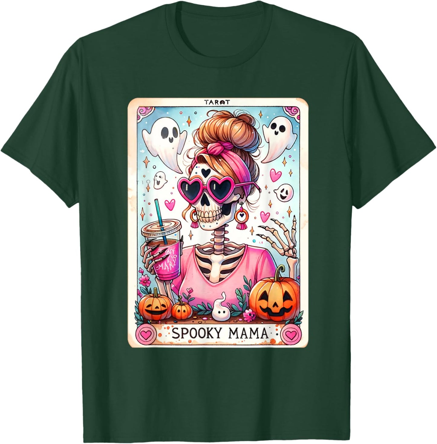 Spooky Mama Tarot Card Skeleton Mom Jack O Lantern Halloween T-Shirt - T-Shirt | Forest