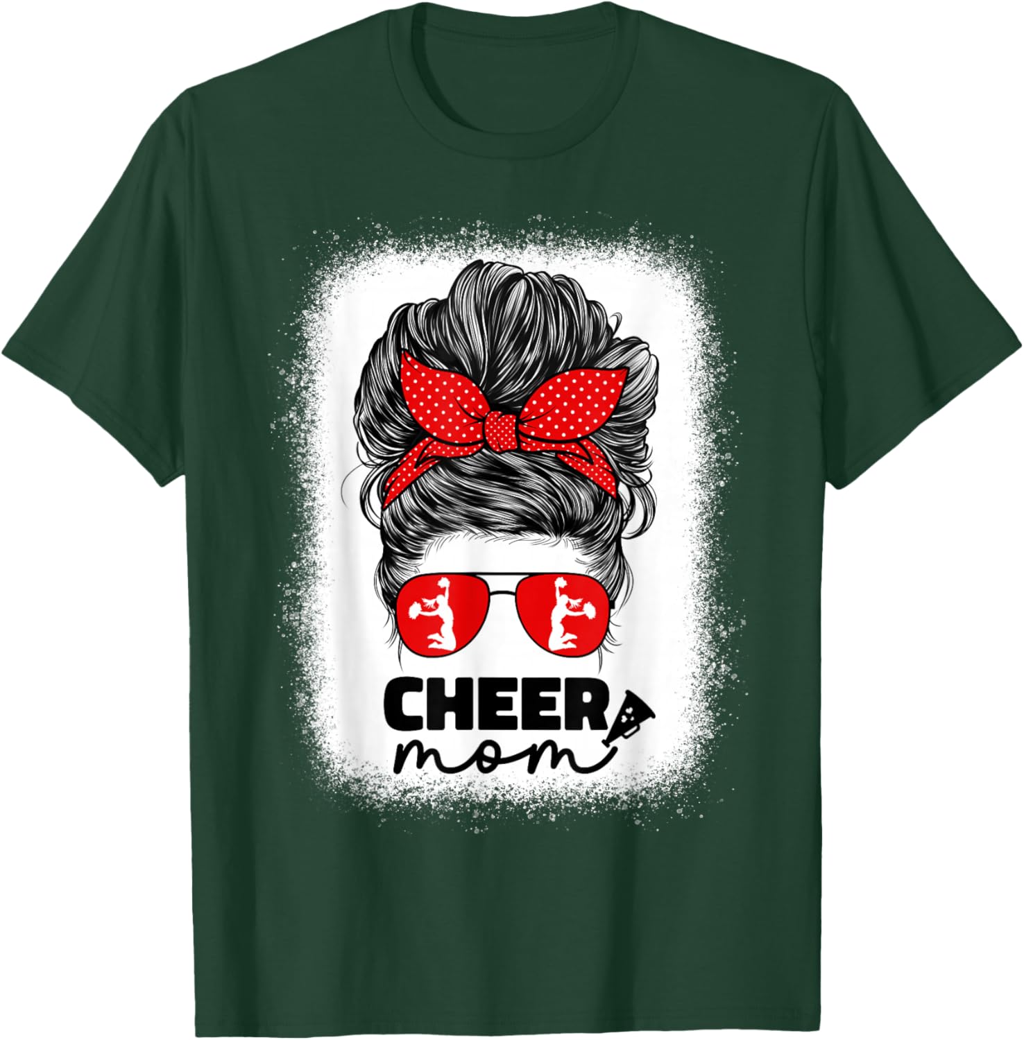 Cute Cheer Mom Cheerleader Mom Red Messy Bun Mom T-Shirt - T-Shirt | Forest