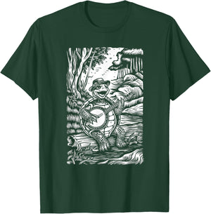 Happy Terrapin BanjoPlayer Folk Music Bluegrass T-Shirt - T-Shirt | Forest