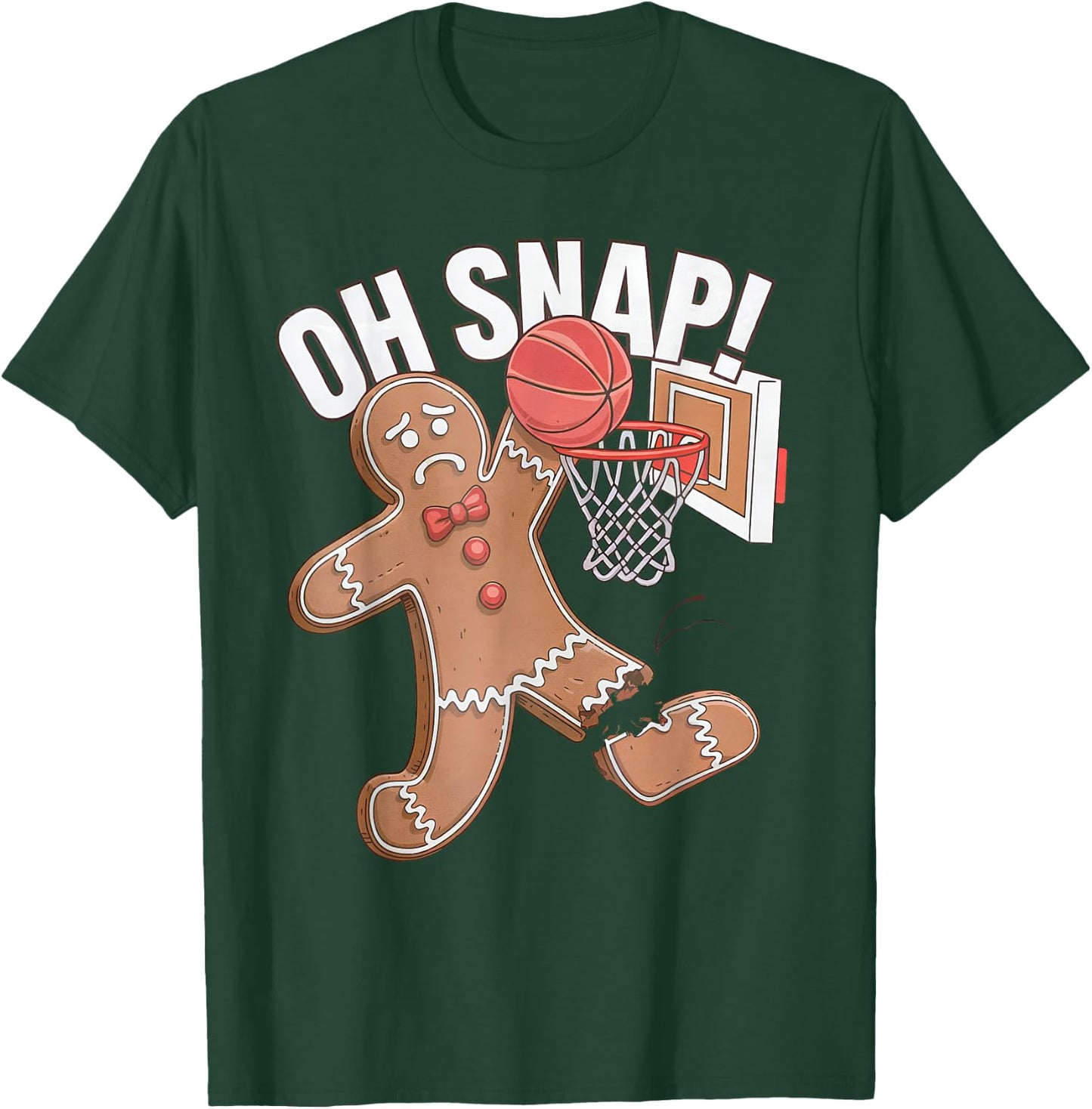 Oh Snap! Gingerbread Man Basketball Xmas Cookie Christmas T-Shirt - T-Shirt | Forest
