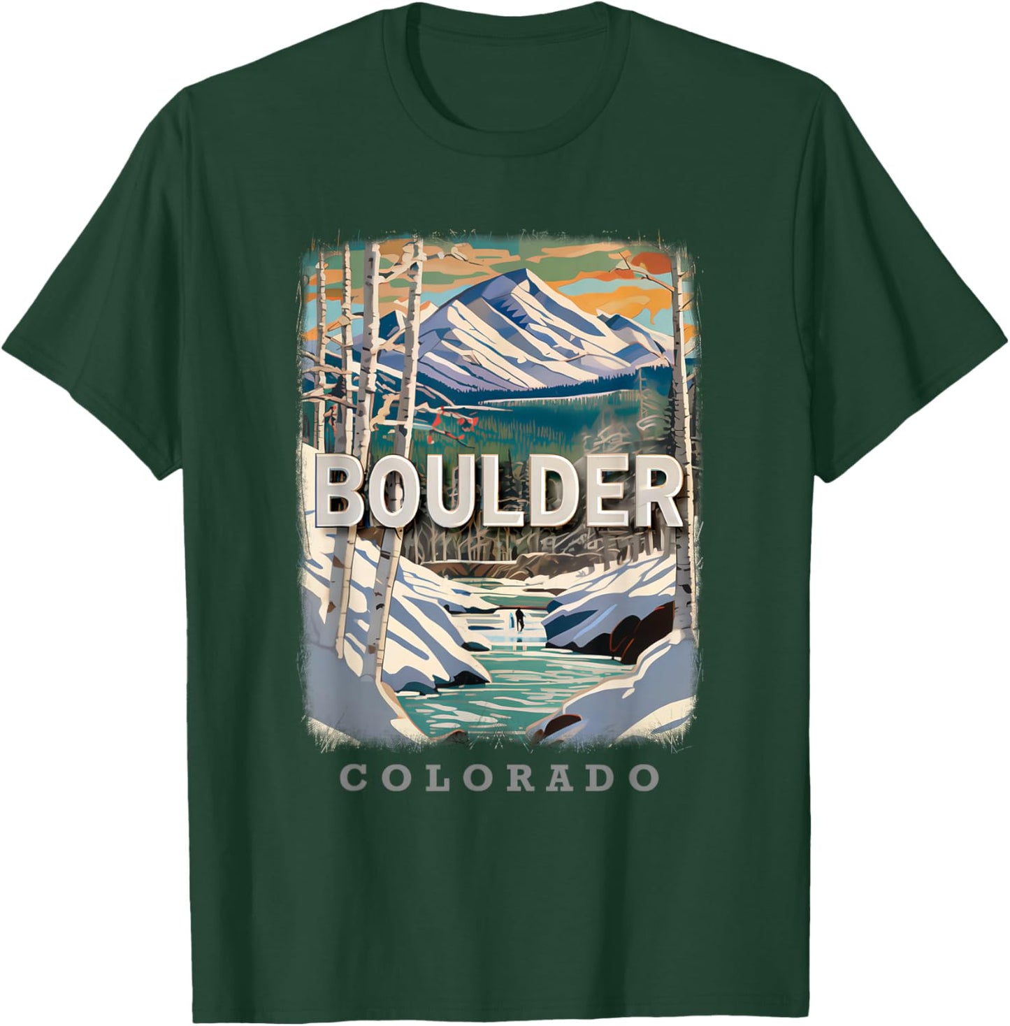 Boulder Colorado CO Rocky Mountain Majesty SD434 T-Shirt - T-Shirt | Forest