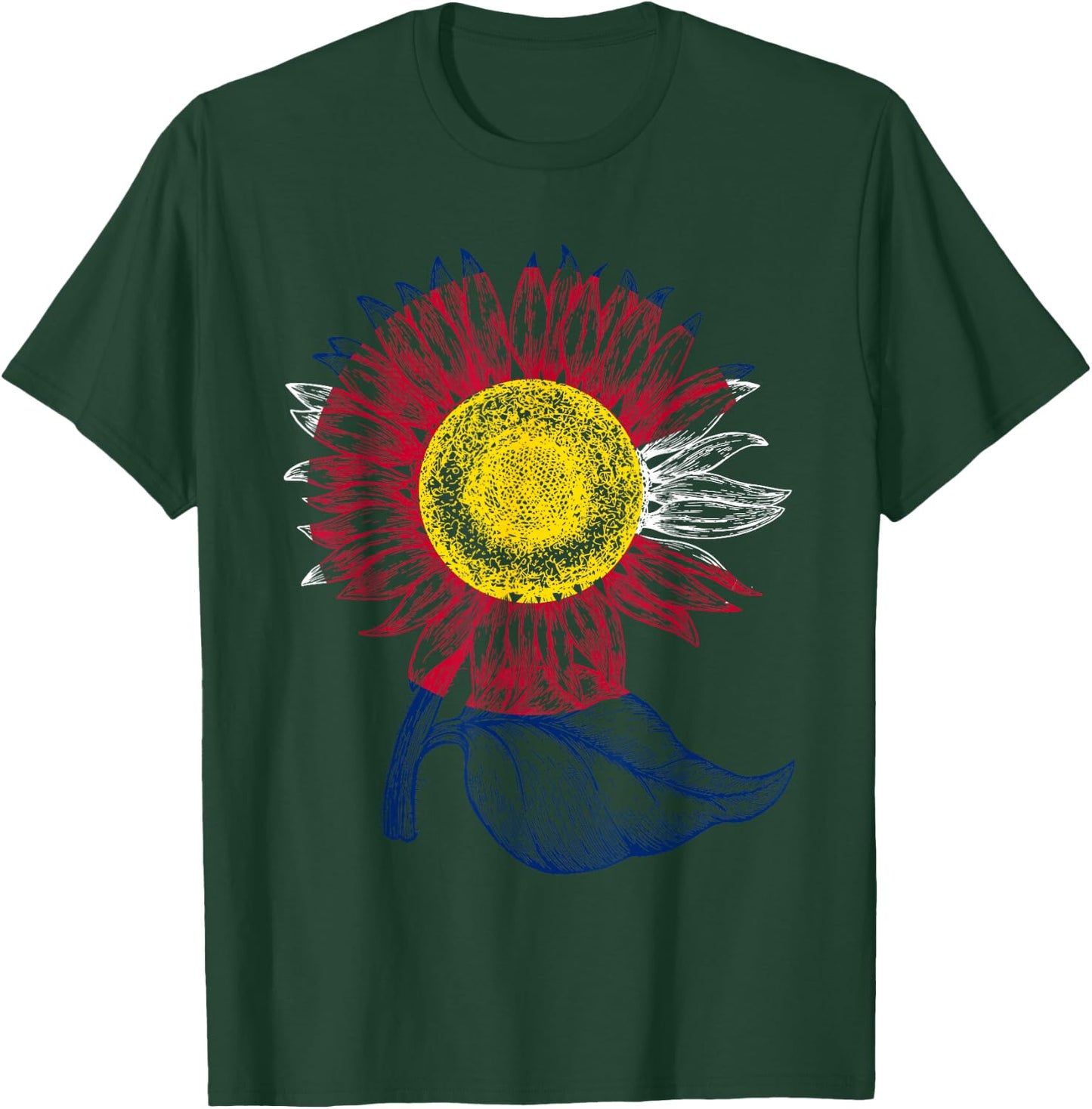 Colorful Colorado Flag Sunflower Women Mom Cute T-Shirt - T-Shirt | Forest