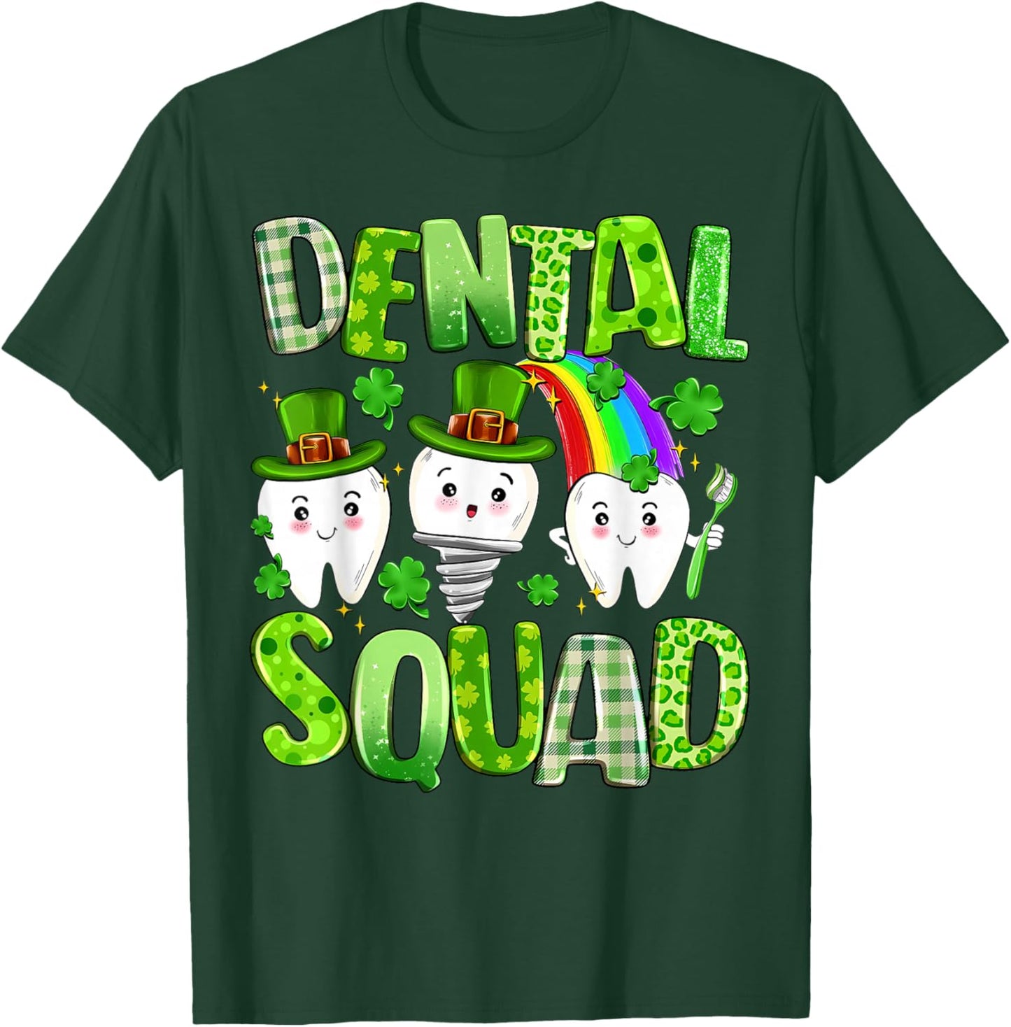 Dental Squad St. Patrick's Day Irish Dental Assistance Tooth T-Shirt - T-Shirt | Forest
