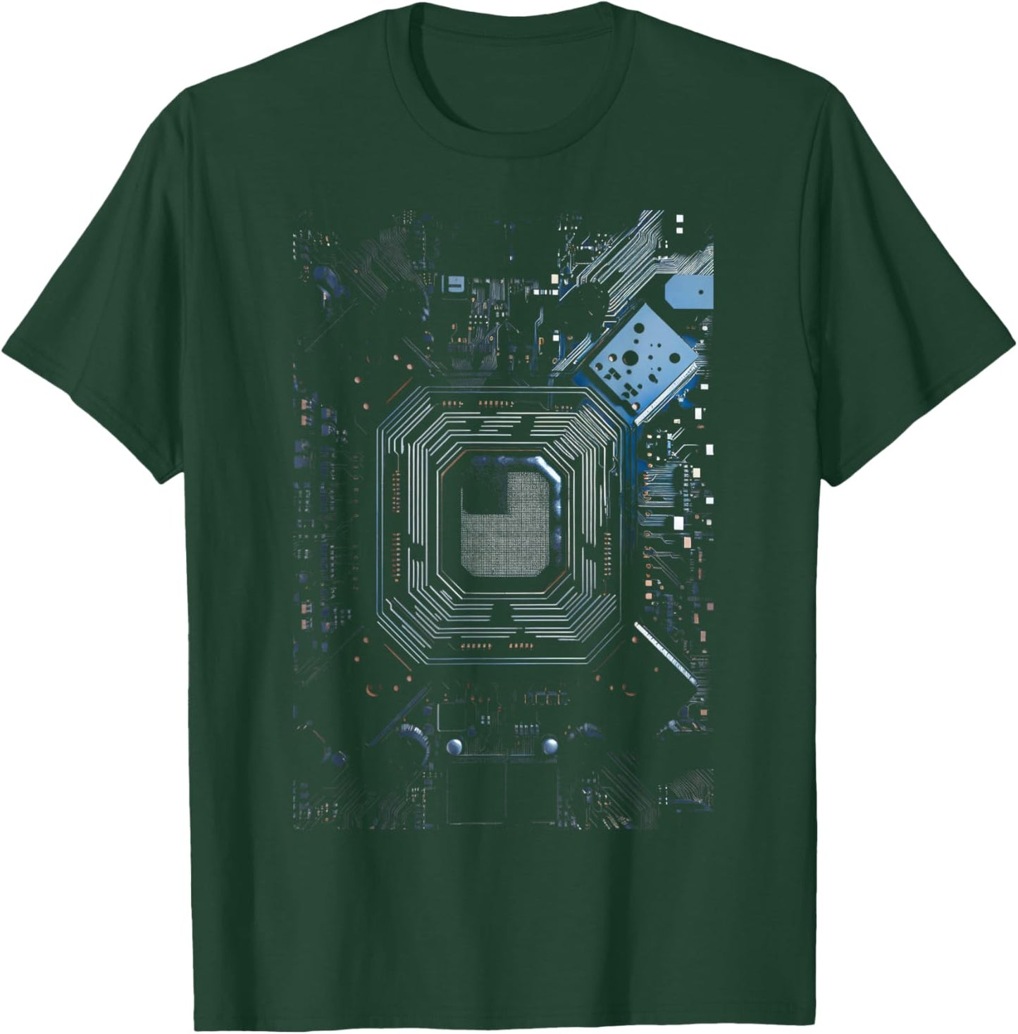 Motherboard Microchip Black IT Computer Background Graphic T-Shirt - T-Shirt | Forest