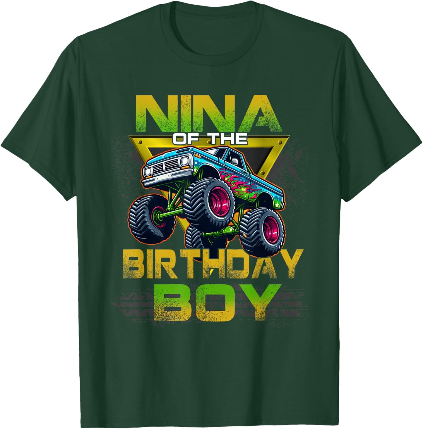 Nina of The Birthday Boy Monster Truck Birthday Family T-Shirt - T-Shirt | Forest