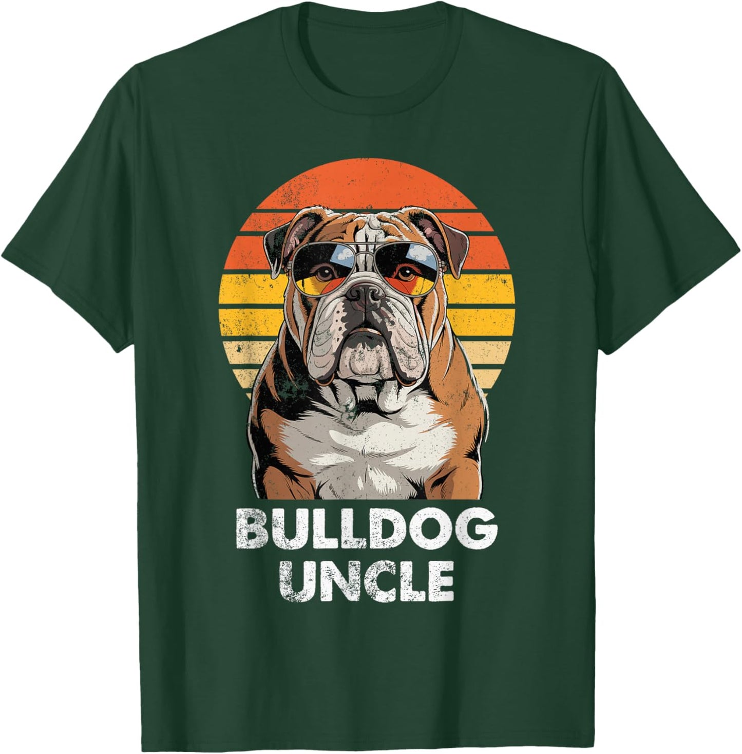 Cool Retro Bulldog Uncle Funny Vintage Dog Owner T-Shirt - T-Shirt | Forest