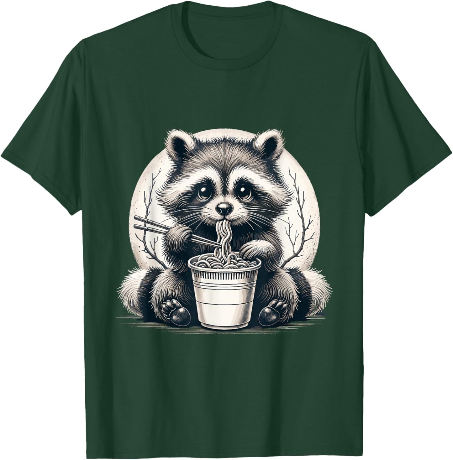 Raccoon Eating Ramen Shirt Instant Noodle Cup Racoon Lover T-Shirt - T-Shirt | Forest