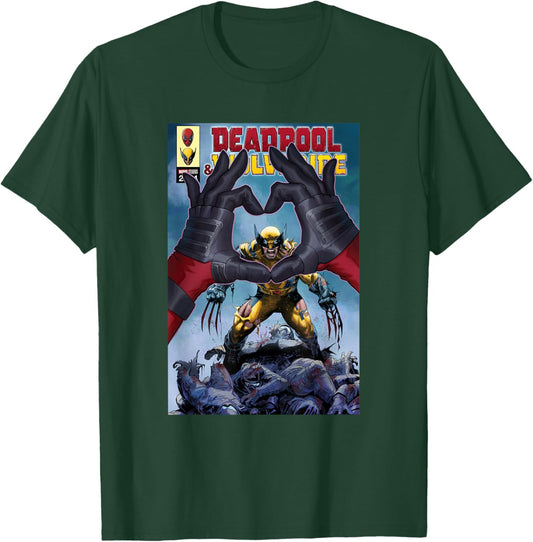 Marvel Studios Deadpool & Wolverine Comic Cover Hand Heart T-Shirt - T-Shirt | Forest
