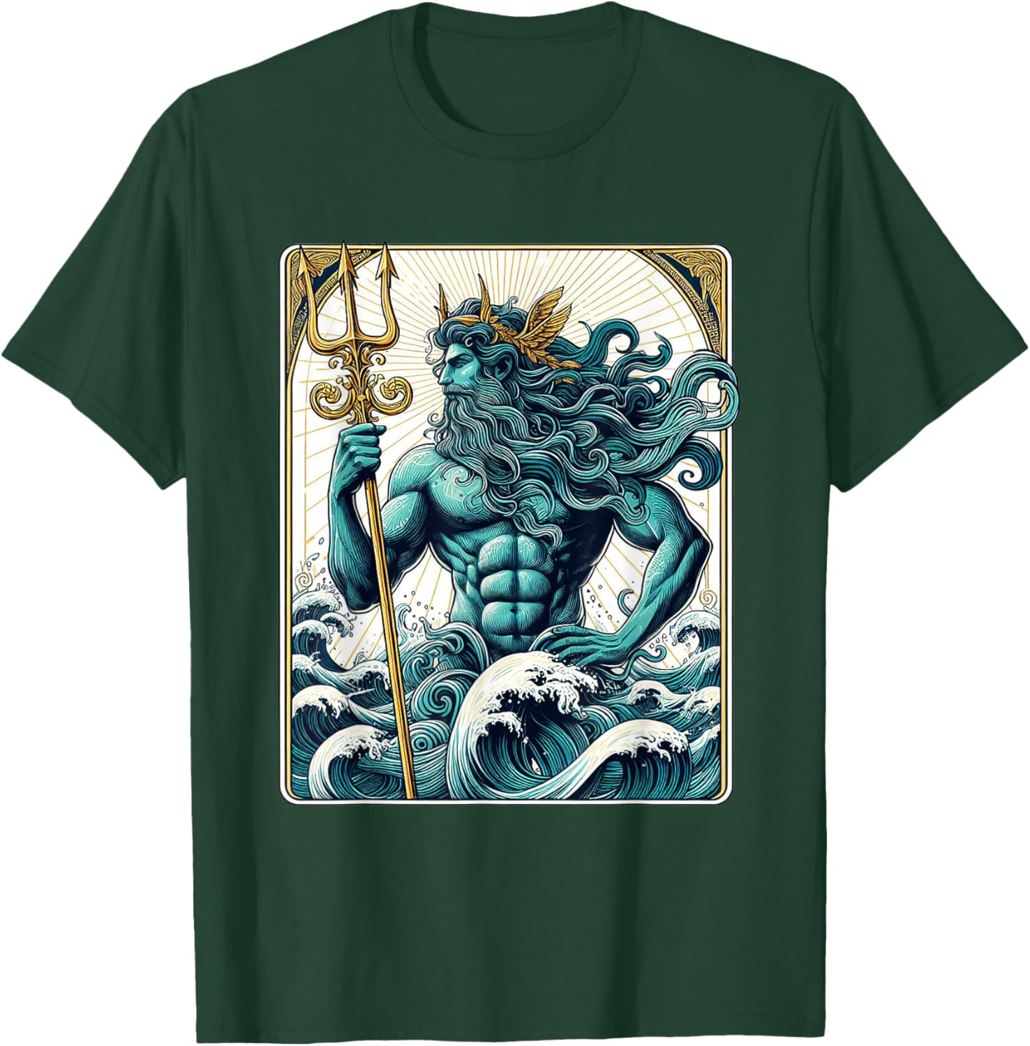 Poseidon Trident Tarot Card Shirt Lord of the Sea Greek God T-Shirt - T-Shirt | Forest