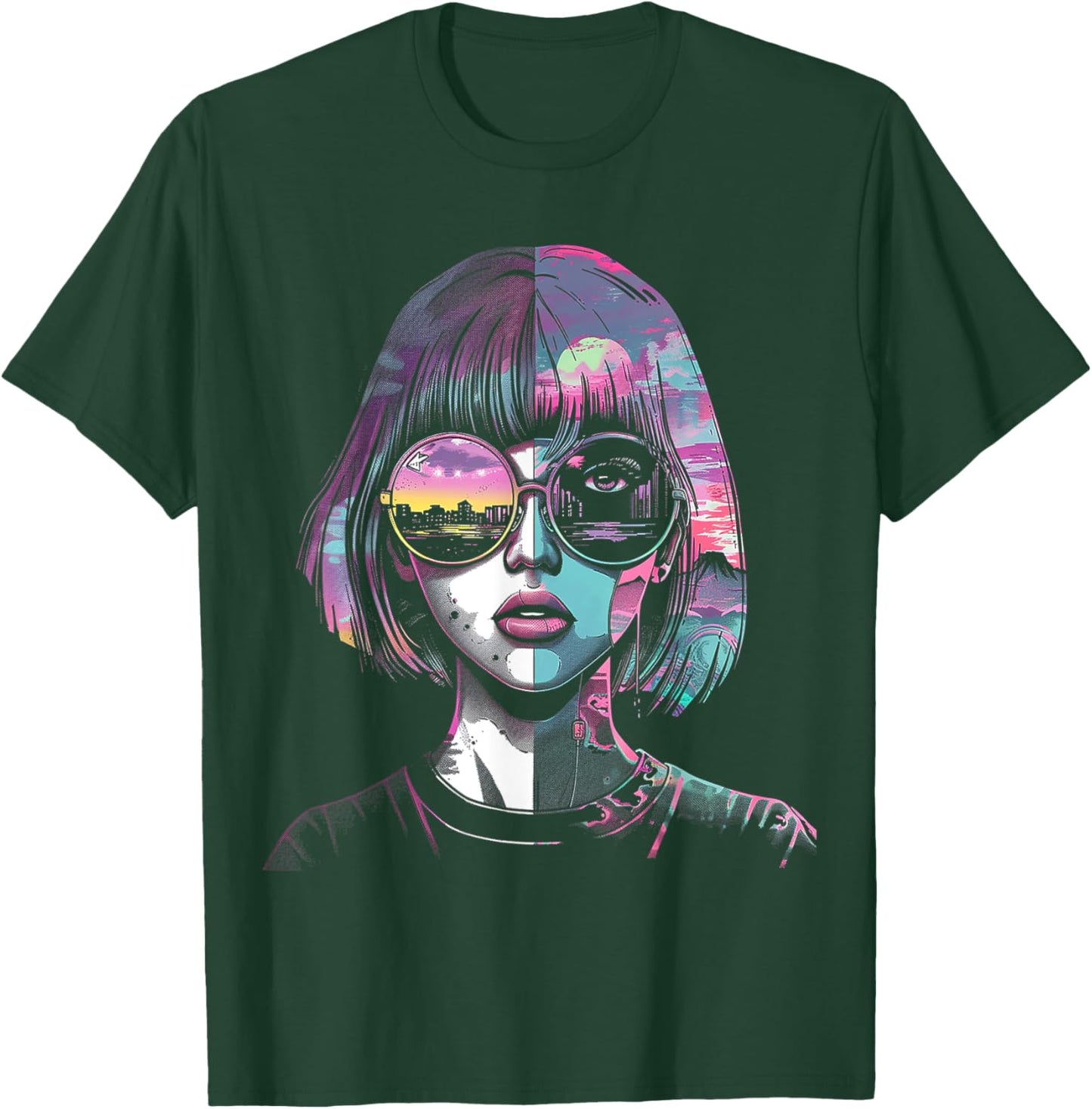 Anime Manga Motif Sunglasses Artwork Anime T-Shirt - T-Shirt | Forest