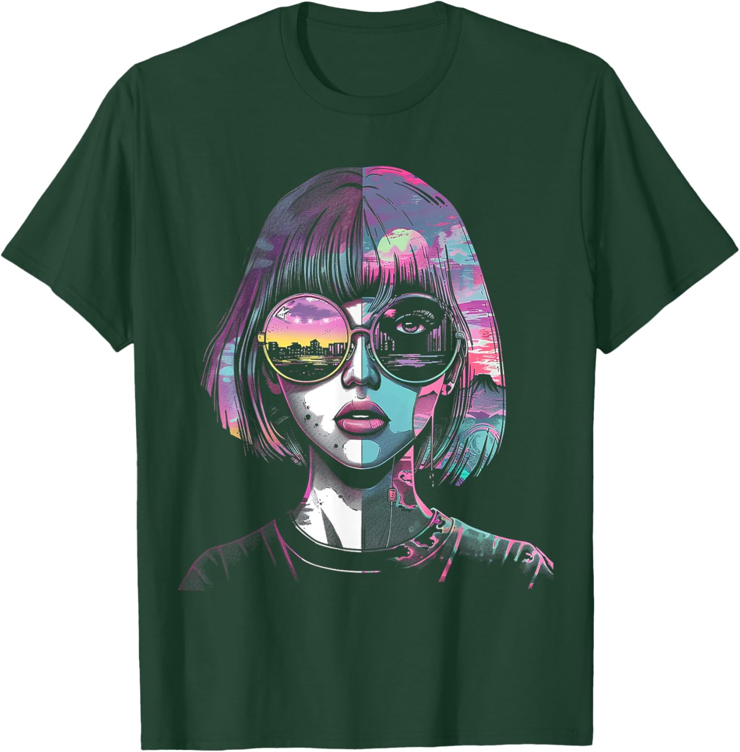 Anime Manga Motif Sunglasses Artwork Anime T-Shirt - T-Shirt | Forest