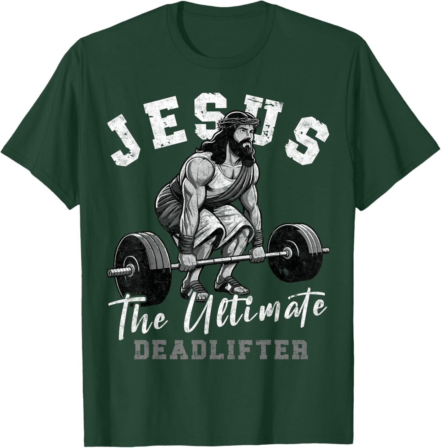 Jesus The Ultimate Deadlifter Funny Christian Workout Gym , Small, Black T-Shirt - T-Shirt | Forest