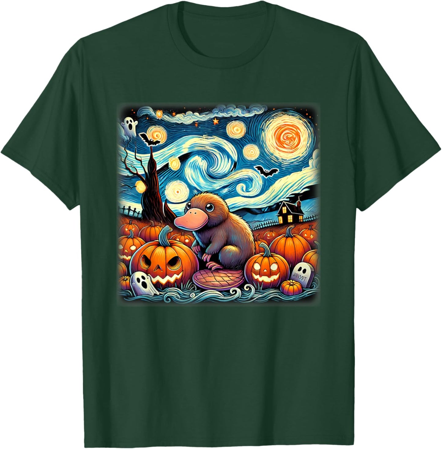 Starry Night Platypus Halloween T-Shirt - T-Shirt | Forest