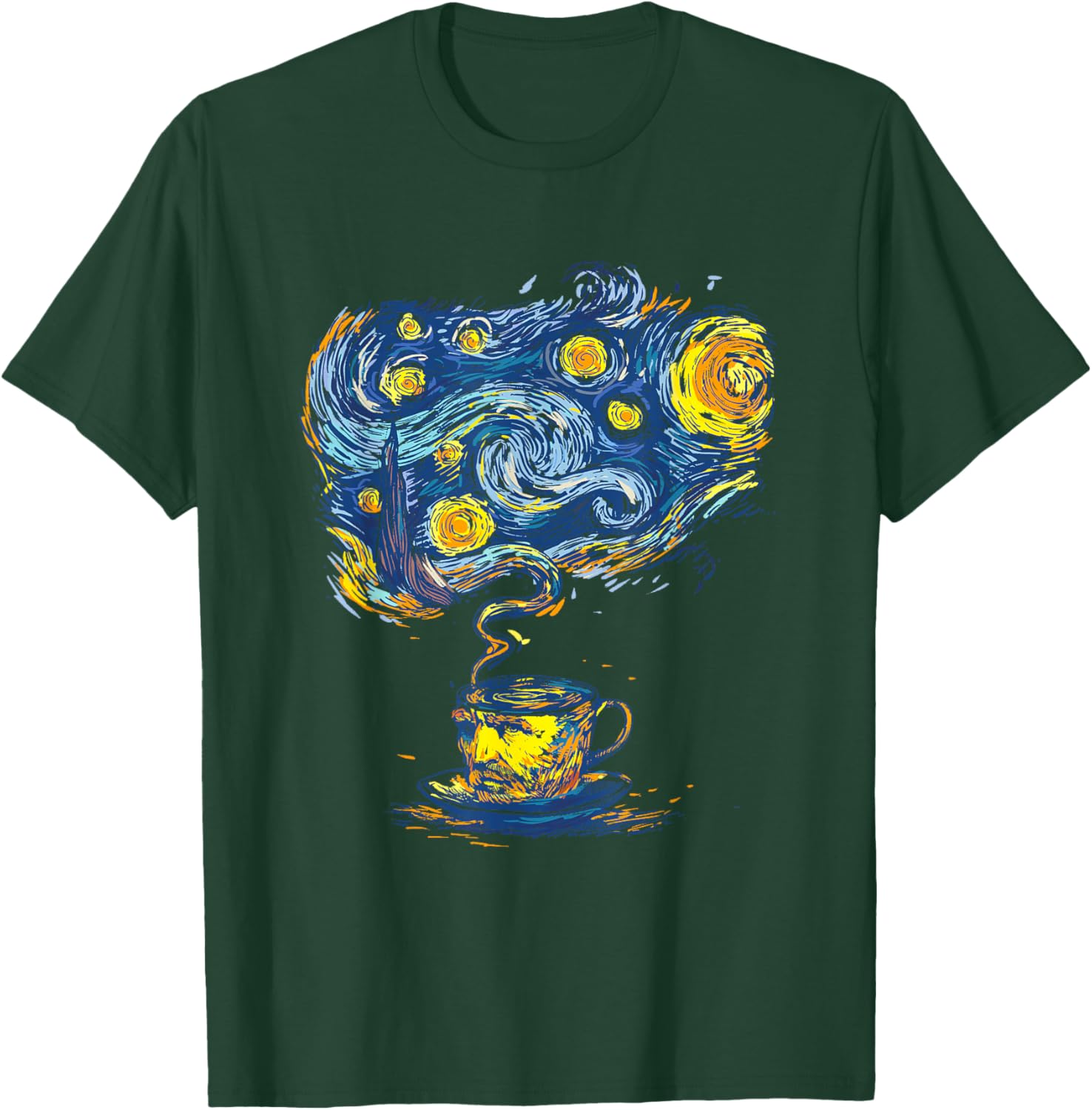 Van Gogh Head Mug Starry Night T-Shirt - T-Shirt | Forest