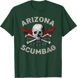 Funny Arizona Scumbag Vintage Distressed Skull Biker Style T-Shirt - T-Shirt | Forest